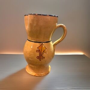Nicola Fasano vtg 50s Hand-painted Clay Pitcher ceramica Grottaglie Puglia Italy